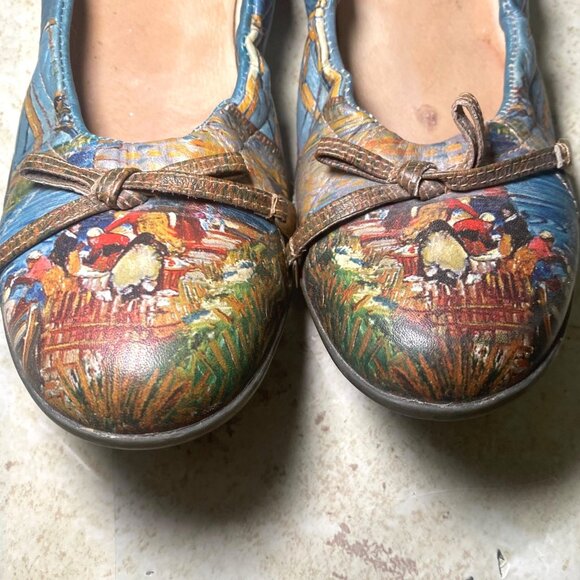 Leather Ballet Flats Artistic Scene Bow Detail Art To Wear Cottagecore Fairy - Picture 4 of 8